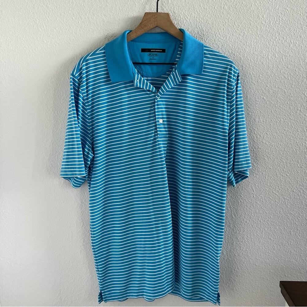 Greg Norman Play Dry Men's Striped Golf Polo Shirt Large